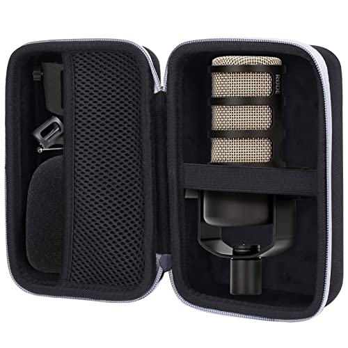 co2CREA Hard Case for Rode PodMic Cardioid Dynamic Podcasting Microphone | Travel Protective Storage Bag with Mesh Pocket & Handle, Shockproof EVA Shell and Soft Lining