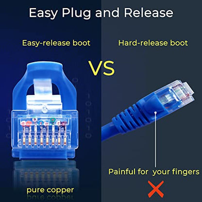 Rapink Patch Cables Cat6 1ft (24 Pack), Ethernet Patch Cable 10G, Cat 6 Patch Cable for Patch Panel to Switch, Flexiable Cat 6 Ethernet Cable with Gold Plated Blue - color: Blue, size: 1FT, style: 24 Pack