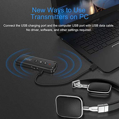 Bluetooth 5.3 Transmitter 3 in 1,Bluetooth Receiver,Wireless Adapter, Bluetooth Audio Adapter with 3.5mm AUX Stereo Output for TV, PC, car, Headset, Headphone, Earphone, Earbud