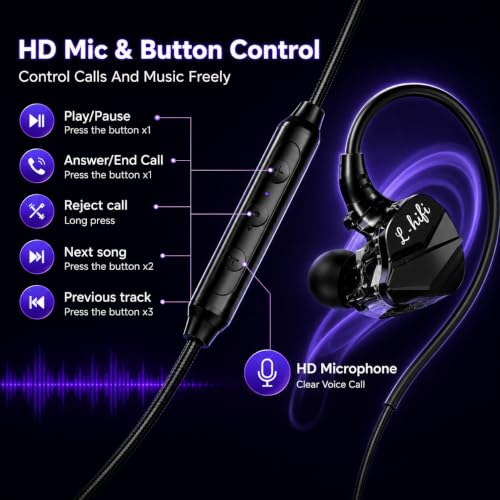 Wired Gaming Earbuds with Mic, Deep Bass in-Ear Headphones for PS5 PC Online Class(Black) - color: Black