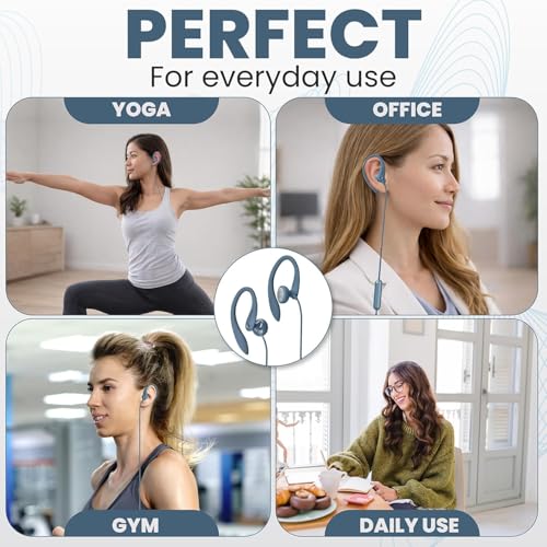 Philips USB-C Wired Earbuds with Microphone, Secure Fit Over-Ear Sport Earhooks, Deep Bass 15mm Drivers, in-Line Controls, Plug-and-Play USB-C Earphones, Wired Open Ear Headphones for Running & Gym - color: Blue, style: USB-C WITH MIC