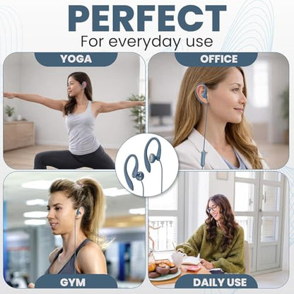 Philips USB-C Wired Earbuds with Microphone, Secure Fit Over-Ear Sport Earhooks, Deep Bass 15mm Drivers, in-Line Controls, Plug-and-Play USB-C Earphones, Wired Open Ear Headphones for Running & Gym - color: Blue, style: USB-C WITH MIC