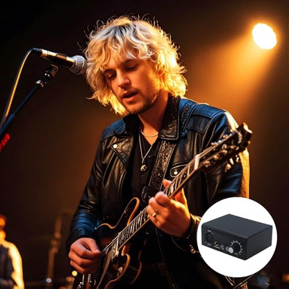 2-Channel Microphone Preamp, Professional XLR Audio Interface Amplifier, Mic Signal Booster, 48 V Phantom Power, for Live Sound, Podcast, Studio Recording