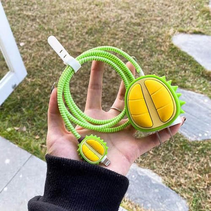 ZOSTLAND 5 in 1 DIY 18W 20W Heart Shape Protector Data Cable USB Charger Line Earphone Wire Saver Organizer Compatible with iPhone 11 12 13 14 15 Pro Max - color: Durian