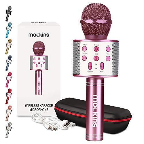 Mockins Purple Bluetooth Karaoke Microphone for Kids with Bluetooth Microphone Wireless Speaker | Wireless Mic Karaoke for iOS & Android | All-in-One Mic - color: Purple