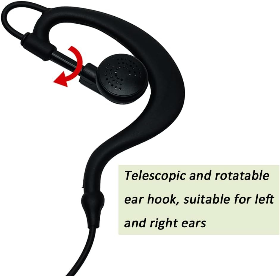 G Shape Earpiece with Mic PTT Compatible with Kenwood Radios NX-200 NX-210 NX-300 NX-3200 NX-3300 NX-410 NX-411 NX-5200 NX-5300 NX-5400 TK-2180 TK-3180 Walkie Talkie Two Way Radio 2Pack