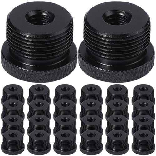 Cabilock 30pcs Mic Stand Adapter Set 3/8" Female to 5/8" Male Thread Screw Adapter for Microphone Boom Arm Mounts Compatible with Microphone Stands and Camera Tripods, Black Plastic