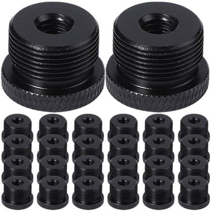 Cabilock 30pcs Mic Stand Adapter Set 3/8" Female to 5/8" Male Thread Screw Adapter for Microphone Boom Arm Mounts Compatible with Microphone Stands and Camera Tripods, Black Plastic