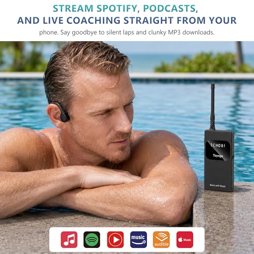 Swimming Headphones, Bone Conduction Open Ear Headset,Stream with Your Swim | IPX8 Waterproof, Bluetooth 5.4, FM Radio, No Need to Download Music, Support Spotify, Waterproof Mic, Open-Ear Design - color: Black
