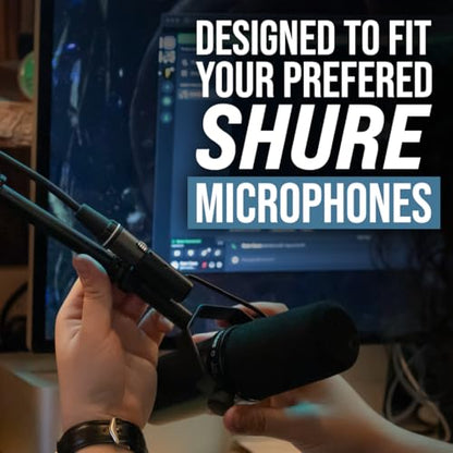 Shure by Gator Low Profile Mic Stand with Single-Section Boom (SH-DESKTOP2) | Compact Non-slip Weighted Base Twist Clutch Height Adjustment Integrated Cable Management.