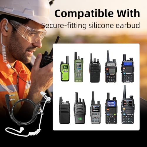 BAOFENG Walkie Talkies Earpiece with Mic,Comfortable Acoustic Tube(2 Pack) | 3.5mm Jack K-type interface Radio Earpiece,2-Pin Headset with Mic,Compatible with BF-888S,RT22,UV-5R Two Way Radio