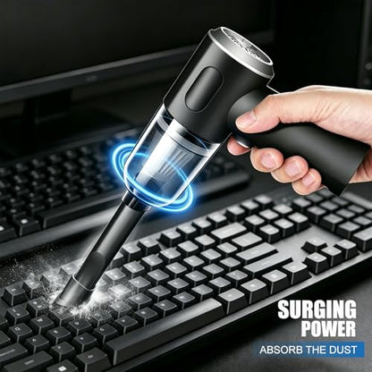 Compressed Air Duster Wireless Handheld Car Vacuum Cleaner, Air Blower 3 in 1 Electric Air Dusters Computer Vacuums Keyboard Cleaner Power Rechargeable Vacuum for Desk Home and Office Dust Cleaning