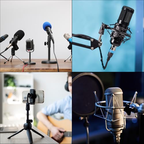 MECCANIXITY Mic Stand Adapter Female 1/4 In to Female M6 Aluminum Alloy Mic Screw Adapter for Microphone Tripod Stand Black 4 Pcs