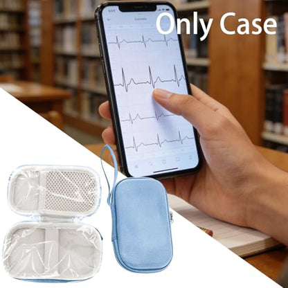 Hard Carrying Case Compatible with EMAY 6L ECG Monitor（Blue） | EMAY 6L carry case protects a portable ECG monitor with a shock-resistant shell and mesh pocket, With waterproof design - color: Blue
