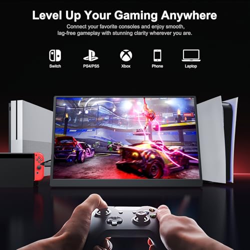 Anyuse 14" FHD USB-C HDMI HDR Portable Monitor | 14" FHD IPS HDR 400nit, USB-C/HDMI, speakers, ultra-slim, plug&play, for PC/Mac/Phone. - size: 14''
