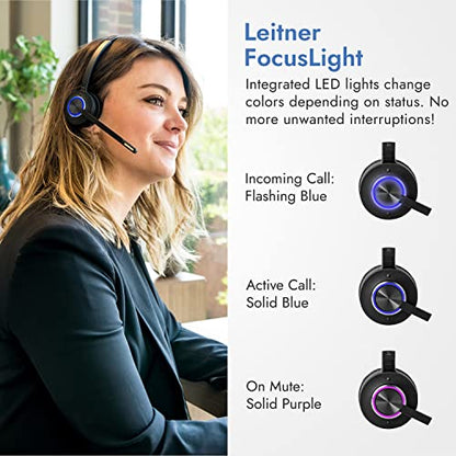 Leitner LH675 3-in-1 Wireless Office Headset with Mic – Wireless DECT Headset for Office Phone, Computer and Cell Phone – 5 Year Warranty – Dual-Ear | Dual-ear, DECT - not Bluetooth, office phones, computer and cell, Cisco, Yealink, Polycom, Avaya, Mitel,