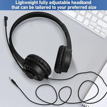 2 Pack Bulk Headphones with Microphone for Classroom Kids, On-Ear Wired Computer Headset with Rotating Mic for School Students K-12 Chromebooks PC Laptop Office Meetings - size: 2 Pack