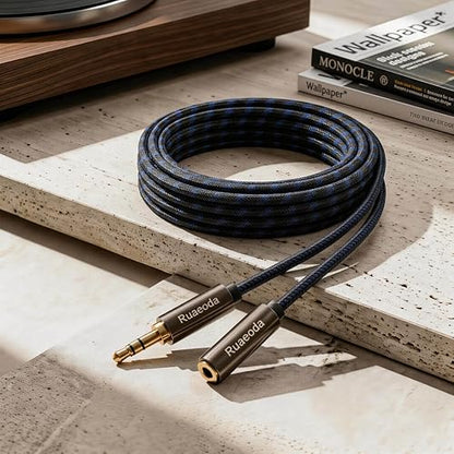 50ft Double Shielded 3.5mm AUX Extension Cable - color: Blue, size: 1Pack 50Ft