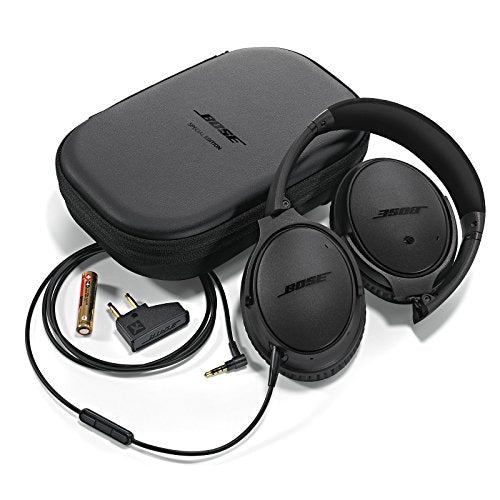 Bose QuietComfort 25 Acoustic Noise Cancelling Headphones for Apple Devices, Triple Black (wired, 3.5mm) (Renewed) - color: Black