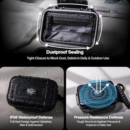Linsoul Kiwi Ears SONICAP Waterproof Earbud Case, Hard IEM Storage Box | with EVA Lining,Hard Carrying Bag for Headphones,Earphone,Travel Carrying Case Fit for ZS10 Pro Zero:2 EW300 Wan'er 2, Black - color: Black