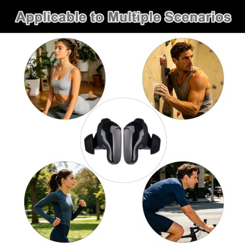 Aiivioll 6-Pack Ear Tips + Wings for Bose QuietComfort Ultra/II, Black