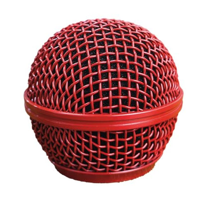 Microphone Head Replace, Steel Mesh Mic Grille Heads, Grille Mic Ball Replacement with Inner Foam, Fits for SM58, SM58S, SM58LC, BETA58 Windscreen Cover (Red, 1 pcs) - color: Red, size: 1 pcs