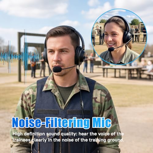 2 Pin Walkie-talkie Earpiece Atv Over Head Headset Walkie Talkie Double Sided Vph Comms Ear Piece With Vox Ptt Boom Mic Earmuffs Headphone Compatible With Midland Radio Model t50 mb400 mxt275 xtalker