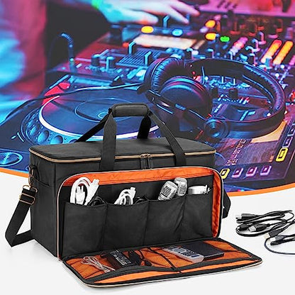 Trunab Large Travel DJ Cable File Bag with Inner Detachable Divider | with Padded Compartment for 15.6” Laptop, Cable Organizer Bag for Cords, Sound Equipment, DJ Gear, Musician Accessories