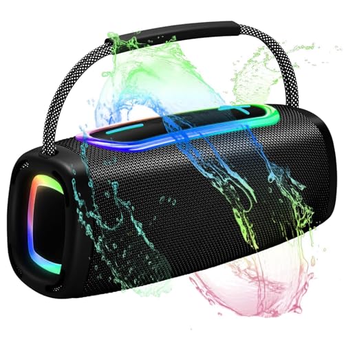 Bluetooth Speaker 60W, BT5.4 Speakers Bluetooth Wireless, Loud Stereo Sound | Portable Speaker, 6000mAh, IP6 Waterproof, RGB Multi-Color Rhythm Lights, Outdoor, Home, Party, Beach, Black - color: Black-02