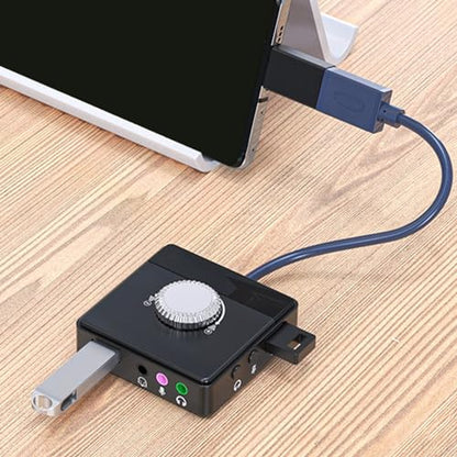USB Sound Card, Plug and Play External USB Sound Adapter Audio Adapter with 3.5mm USB Interface Volume Control for PC Laptop