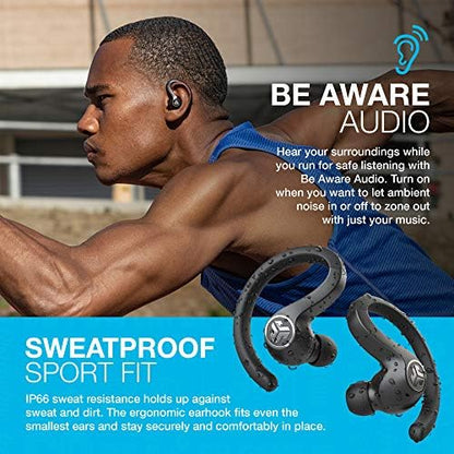 JLab JBuds Air Sport True Wireless Bluetooth Earbuds + Charging Case, Black, IP66 Sweat Resistance, Class 1 Bluetooth 5.0 Connection, 3 EQ Sound Settings Signature, Balanced, Bass Boost