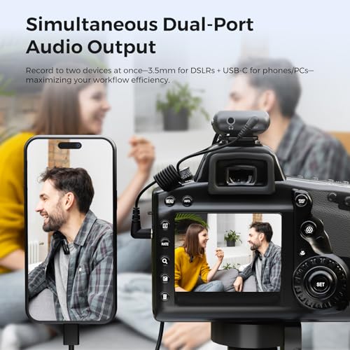 Wireless Lavalier Microphone for iPhone/Android/Camera/PC | AI Noise Cancellation, 7H Battery Life, 656ft Transmission, LCD Display, Wireless Lapel Microphone for Streaming, Recording - style: 1TX+1RX