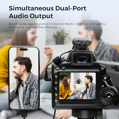 Wireless Lavalier Microphone for iPhone/Android/Camera/PC | AI Noise Cancellation, 7H Battery Life, 656ft Transmission, LCD Display, Wireless Lapel Microphone for Streaming, Recording - style: 1TX+1RX