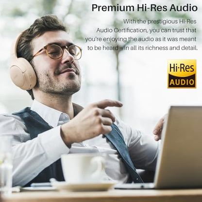 TOZO Hybrid Active Noise Cancelling Headphones, Hi Res Audio | Wireless Over Ear Bluetooth Headset, 60H Playtime, Custom EQ via App Deep Bass Comfort Fit Ear Cups, for Home Office Travel - color: Khaki