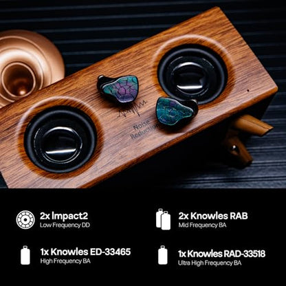 Linsoul THIEAUDIO Hype 4 MKII 2DD + 4BA Hybird in Ear Monitor,HiFi Wired IEM Earphones,Engaging & Studio Neutral Tuning + Kiwi Ears SONICAP Waterproof Earbud Case,Hard Protective IEM Storage Case