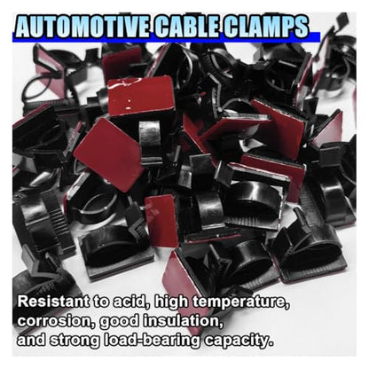 50PCS Adjustable Cable Clips Self Adhesive Cord Organizer - Sticky Wire Clamp Management Cord Holder for Car Dash Cam Home Office Desk Wall Tables