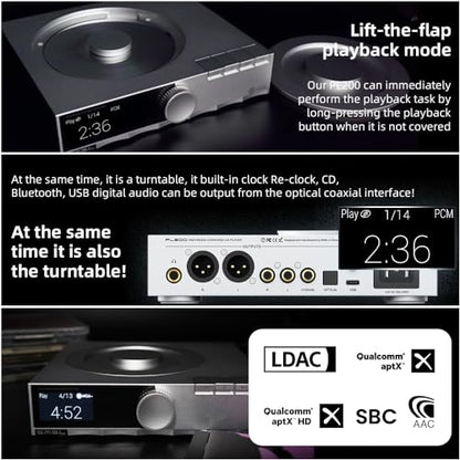 S.M.S.L PL200 MQA-CD Player Player HiFi Lossless AK4499EX Chip Bluetooth Playback Dac Headphone Amplifier,with Remote Control (Silver)