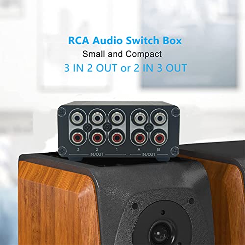 3 in 2 Out RCA Stereo Audio Switch Input Signal Source Switcher Selector Splitter Box -RC32 - color: 3-IN-2-OUT RCA Switch