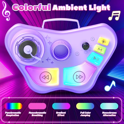 Kids Stand Rechargeable Karaoke Machine Toys with 2 Wireless Mic, Microphone Gifts for 3 4 5 6 7 8 Year Old Girls Grandkids, Bluetooth Speaker with LED Lights Birthday Gift for Age 3-8 - color: Purple