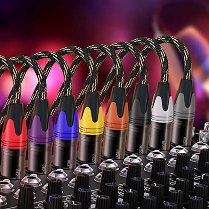 BEZOKABLE 50ft 6 Pack Nylon Braided XLR Cable - Male to Female, Compatible with Microphones, Mixers, Speakers and More - size: 50ft