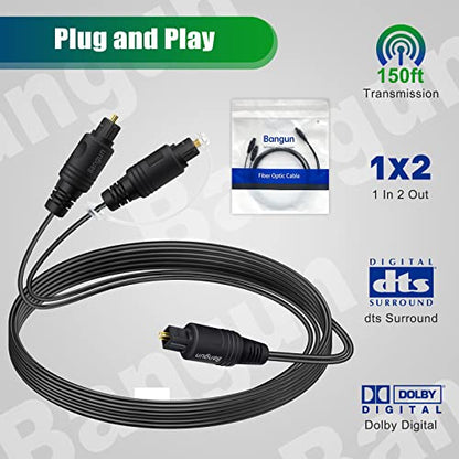 1x2 Digital Audio Splitter Cable, Toslink Digital Fiber Optic Audio Splitter 1 Male Input 2 Male Output (for Home Theatre, Xbox, PS5/PS4), 10ft - size: 10ft, style: optical splitter cable