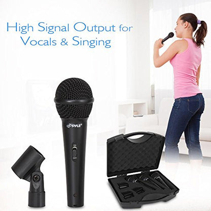 Pyle 3-Piece Professional Dynamic Microphone Kit - Cardioid Unidirectional Vocal Handheld Microphone with Hard Carry Case & Mic Holder/Clip - Pyle PDMICKT80