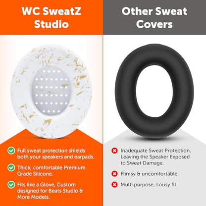 WC SweatZ Studio - Patented Covers for Beats Studio 3 (A1914) & 2 (B0500) | Made by Wicked Cushions | Made with Premium Silicone | Also fits B0501 | Gold Marble - color: Gold Marble