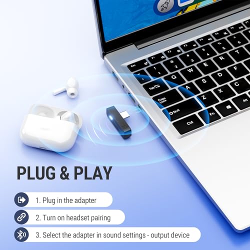 Middle Rabbit D1 Bluetooth 5.4 Audio Adapter for PS5 【Compatible with AirPods Pro 2】 Wireless Transmitter with aptX Adaptive & HD, Low Latency, Qualcomm Chip, Dongle for Earbuds, Headphones, Speaker