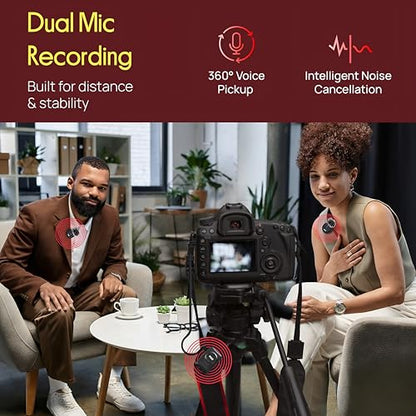 Pyle Wireless Lavalier Microphone System | Noise-Canceling Clip-On Lapel Mic with Magnetic Mount, 7H Battery, 360° Omnidirectional Audio, Charging Case | DSLR, iOS & Android for Vlogging, Podcasting - style: TRS AUX / USB-C
