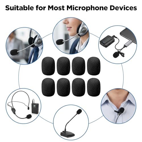 20 Pc Microphone Covers Foam, Headset Mic Foam Cover Mic Windscreen | Mic Cover for Noise Reducing Foam Protection Studio Recording Accessories Lapel and Lavalier Microphones