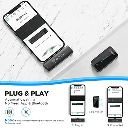 BOYA BY-XM6 S3 Wireless Lavalier Microphone for iPhone iPad, Plug Play Lapel Lav Mic for Video Recording YouTube Facebook Live Stream Podcast Interview Vlog - size: Lightning(RXD+TX)