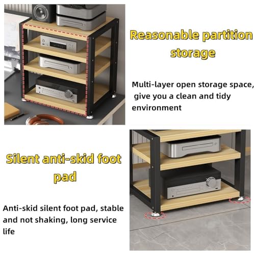 Compact Desktop Audio Rack for Amplifiers, Turntables, DVD Players, Game Consoles, Cable Boxes, Open AV Media Stand, Stereo Cabinet for Computer Desk(Small) - size: Small