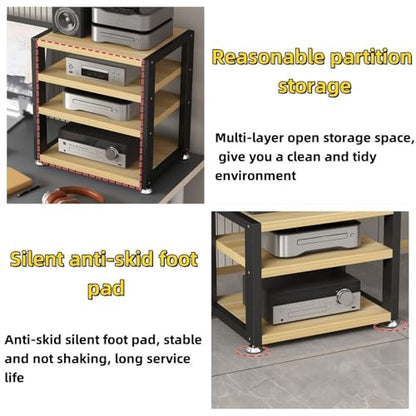 Compact Desktop Audio Rack for Amplifiers, Turntables, DVD Players, Game Consoles, Cable Boxes, Open AV Media Stand, Stereo Cabinet for Computer Desk(Medium) - size: Medium