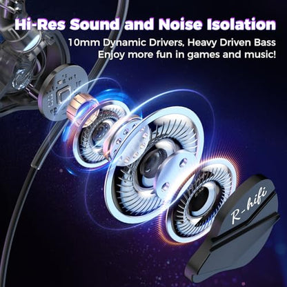 BlueFire Wired Gaming Earbuds with Microphone, HiFi Deep Bass in-Ear Headphones, Noise Cancelling Earphones with Volume Control, Compatible with PC, Phone, in Ear Earbuds for Gaming, Sports and Music